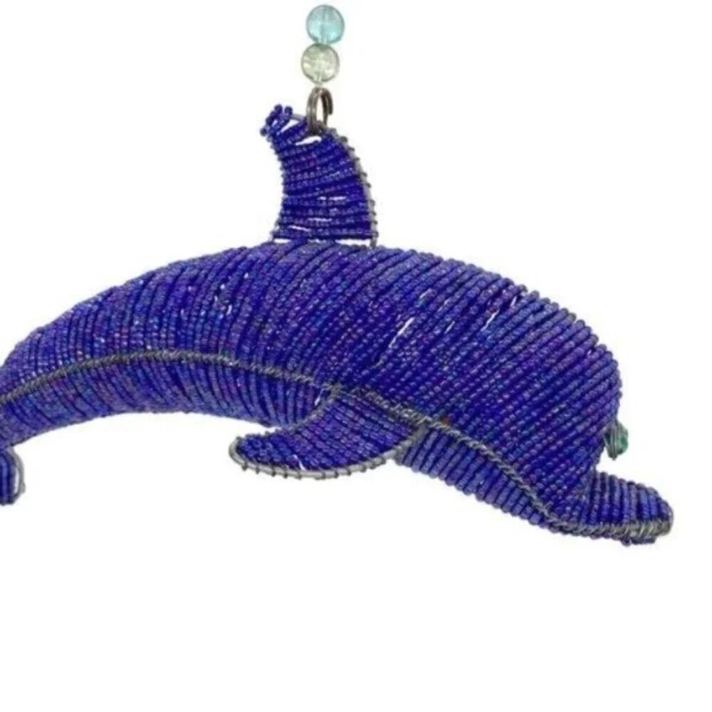 Beadworx Glass Beaded Dolphin Wire Sculpture